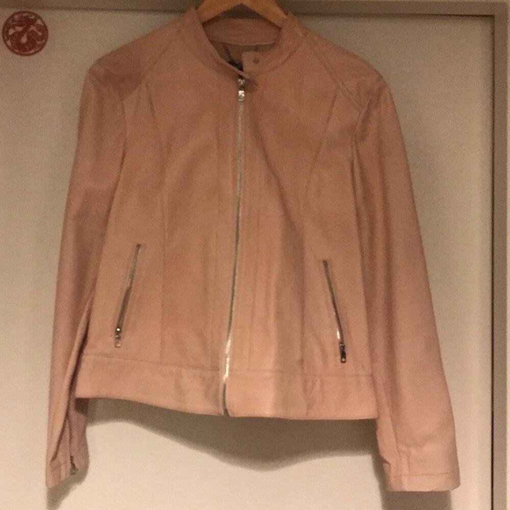 Cole haan blush pink leather jacket size L NWT